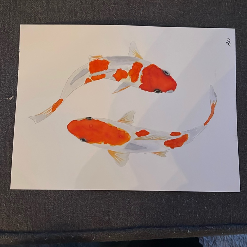 Original koi fish painting 9x12